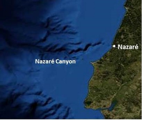 Nazaré North Canyon seen from Satellite